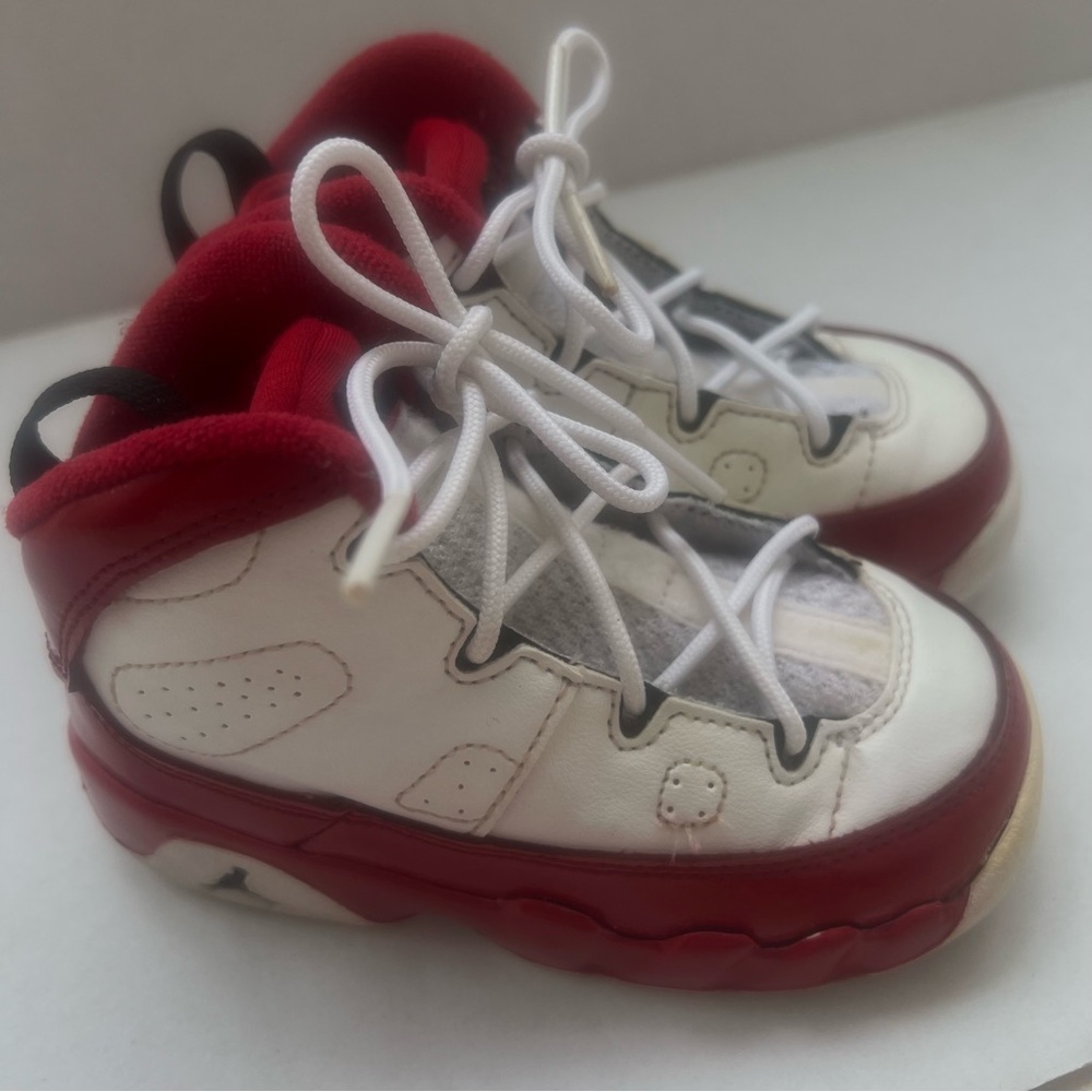 Nike AIR JORDAN 9 Retro Hi-Top Sneakers Infant Sz 7C Leather Gym Red White Shoes - Picture 2 of 12